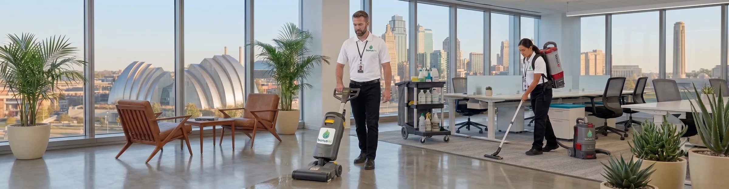 Bonus KC crew cleaning an office in downtown Kansas City