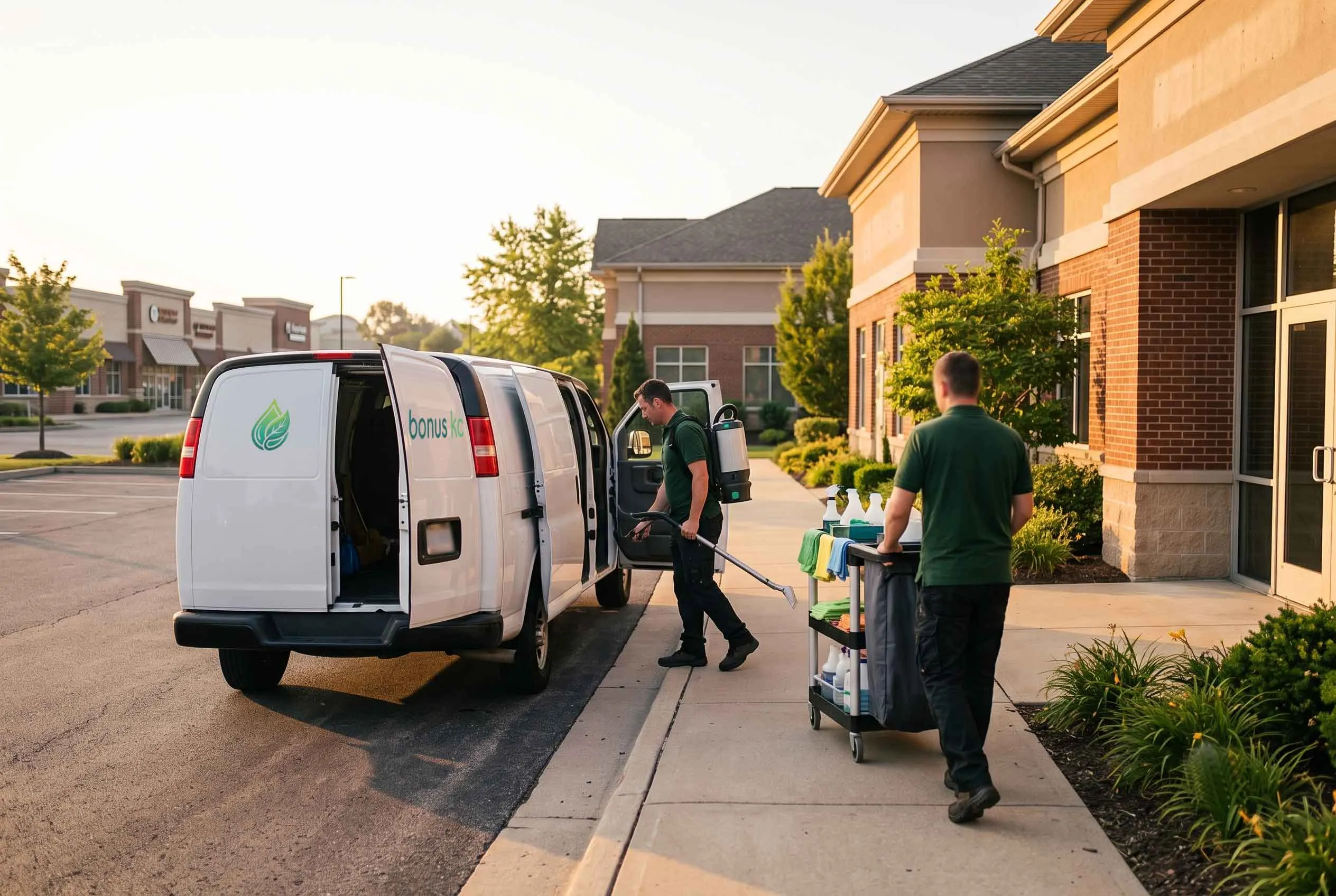 Bonus KC crew arriving at a client building